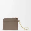 Anagram square coin cardholder in pebble grained calfskin Taupe
