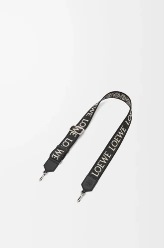 Anagram strap in jacquard and calfskin Black