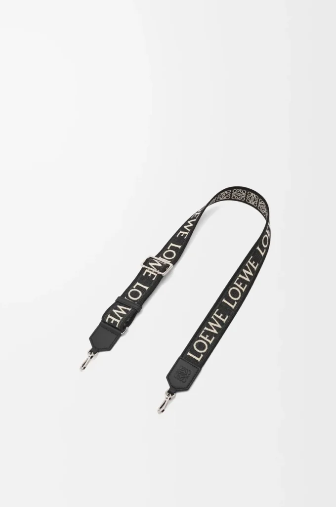 Anagram strap in jacquard and calfskin Black Anagram strap in jacquard and calfskin Black