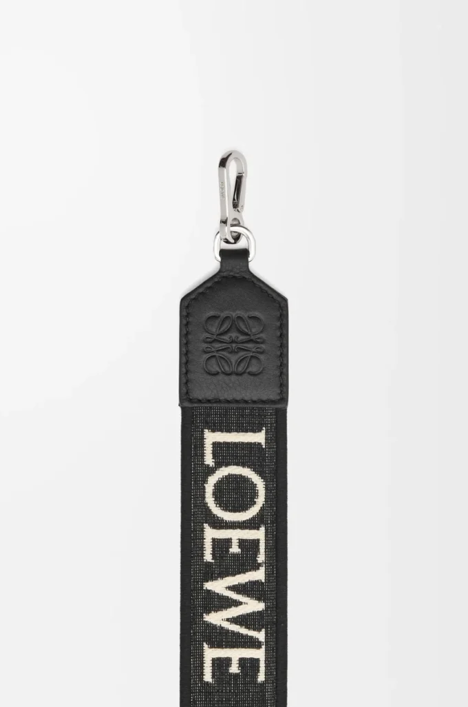 Anagram strap in jacquard and calfskin Black Anagram strap in jacquard and calfskin Black