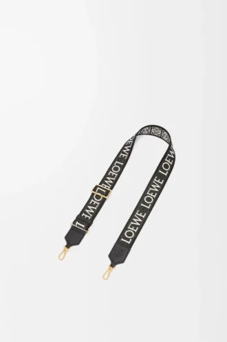 Anagram strap in jacquard and calfskin Black/Gold