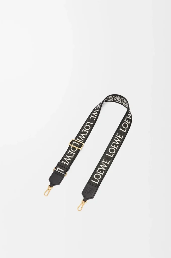 Anagram strap in jacquard and calfskin Black/Gold Anagram strap in jacquard and calfskin Black/Gold