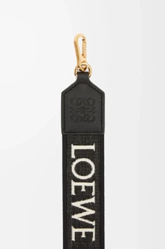 Anagram strap in jacquard and calfskin Black/Gold