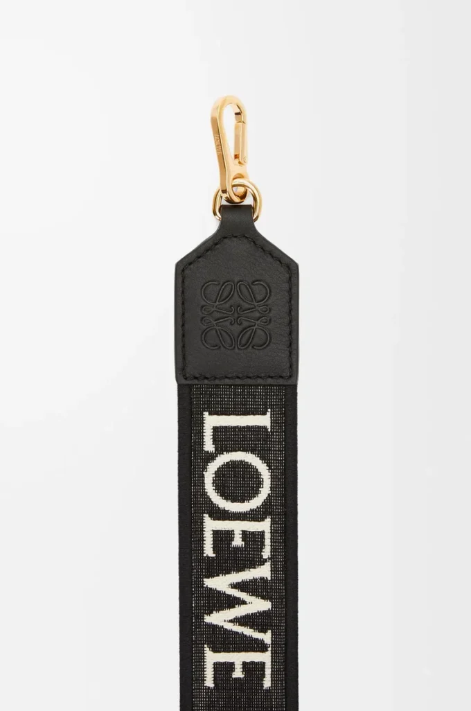 Anagram strap in jacquard and calfskin Black/Gold Anagram strap in jacquard and calfskin Black/Gold