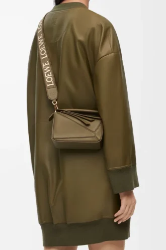 Anagram strap in jacquard and calfskin Dark Khaki