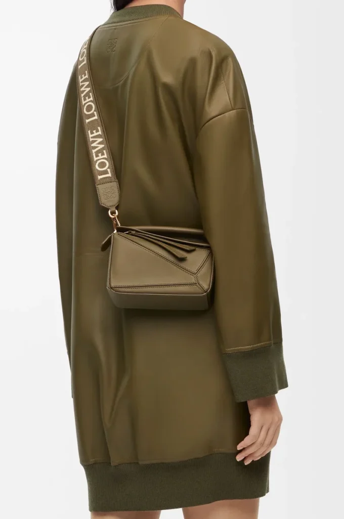 Anagram strap in jacquard and calfskin Dark Khaki Anagram strap in jacquard and calfskin Dark Khaki