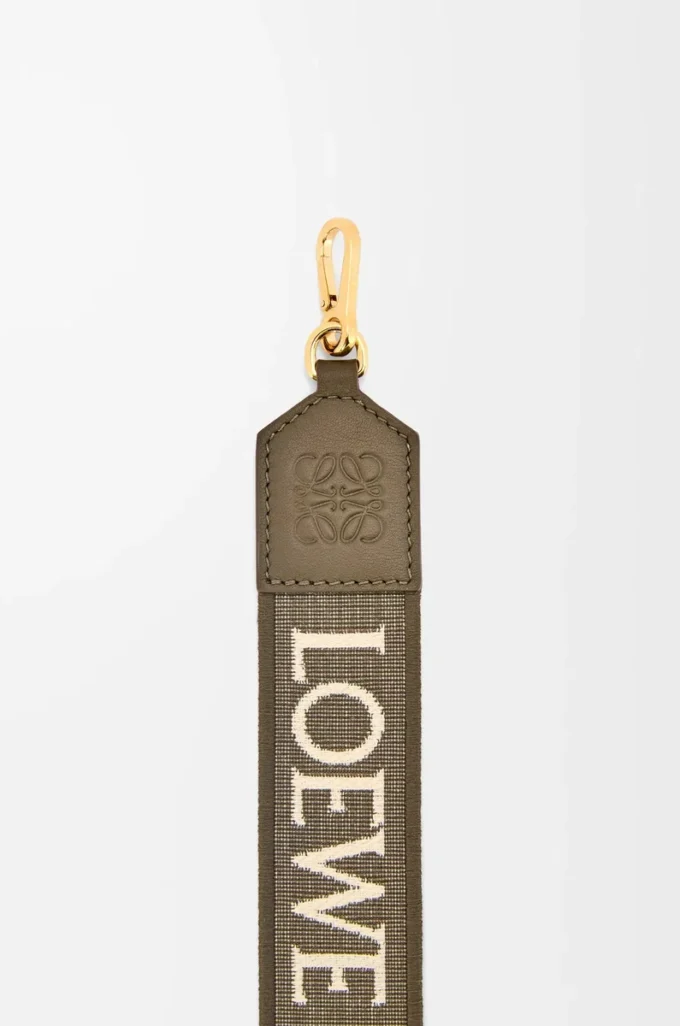 Anagram strap in jacquard and calfskin Dark Khaki Anagram strap in jacquard and calfskin Dark Khaki