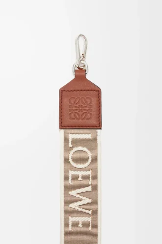Anagram strap in jacquard and calfskin Natural/Tan/Palladium