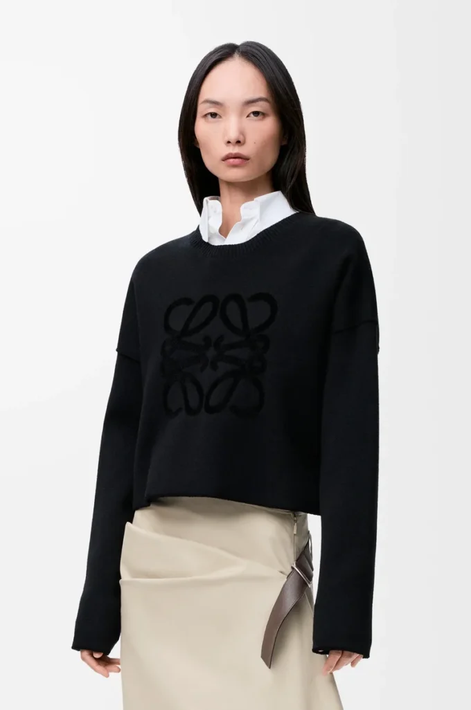 Anagram sweater in wool blend Black