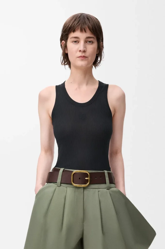 Anagram tank top in silk Black