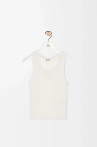 Anagram tank top in silk Soft White