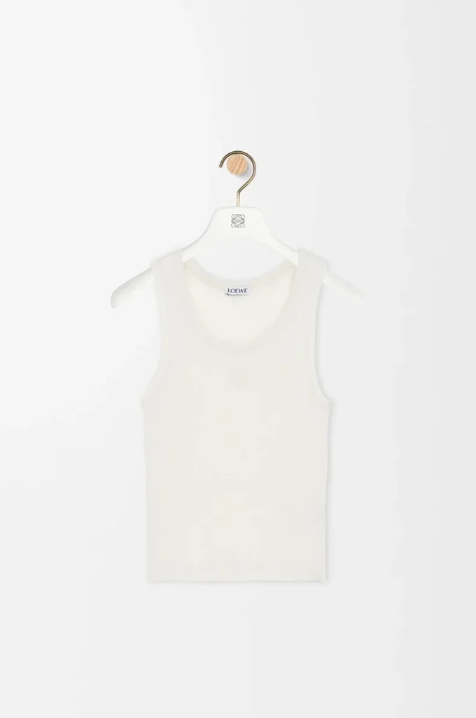 Anagram tank top in silk Soft White