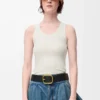Anagram tank top in silk Soft White