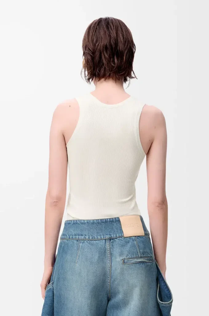 Anagram tank top in silk Soft White