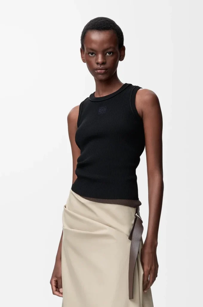 Anagram tank top in stretch viscose Black