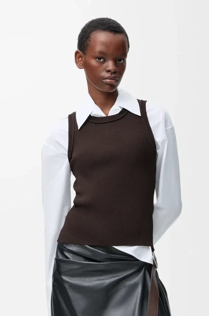 Anagram tank top in stretch viscose Brown