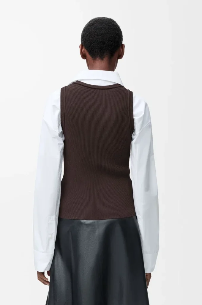 Anagram tank top in stretch viscose Brown