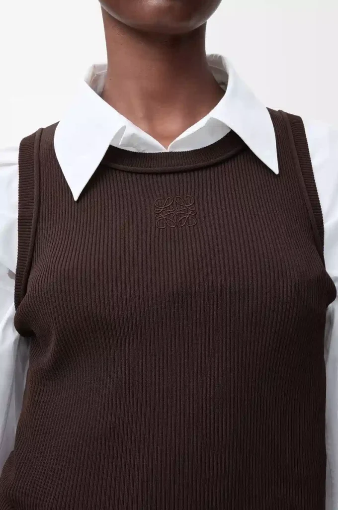 Anagram tank top in stretch viscose Brown