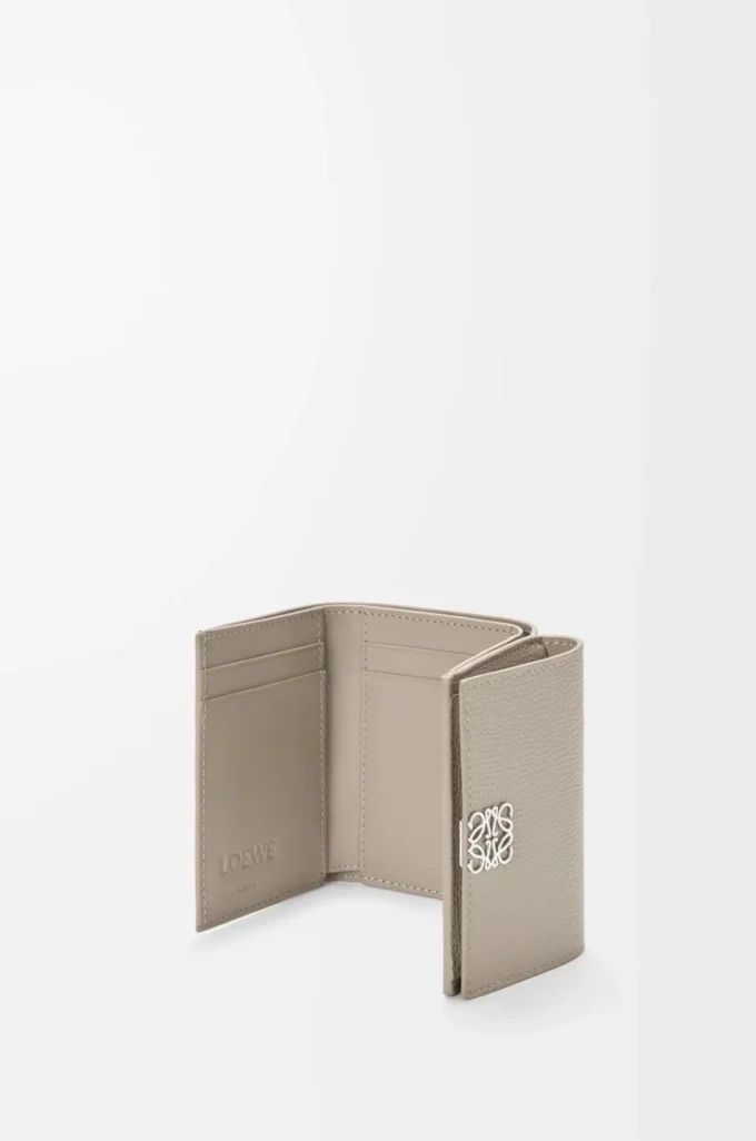 Anagram trifold wallet in pebble grained calfskin Clay