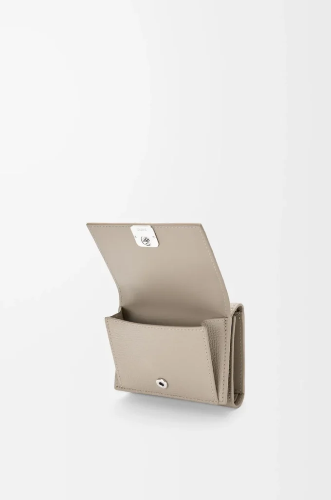 Anagram trifold wallet in pebble grained calfskin Clay