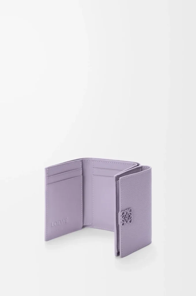 Anagram trifold wallet in pebble grained calfskin Dirty Mauve Anagram trifold wallet in pebble grained calfskin Dirty Mauve