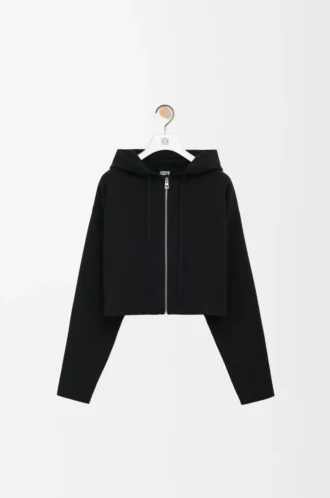 Anagram zip-up hoodie in wool Black