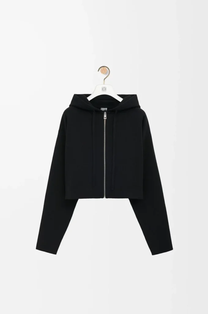 Anagram zip-up hoodie in wool Black Anagram zip-up hoodie in wool Black