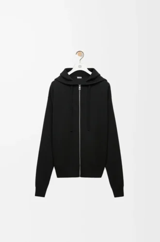 Anagram zip-up hoodie in wool Black