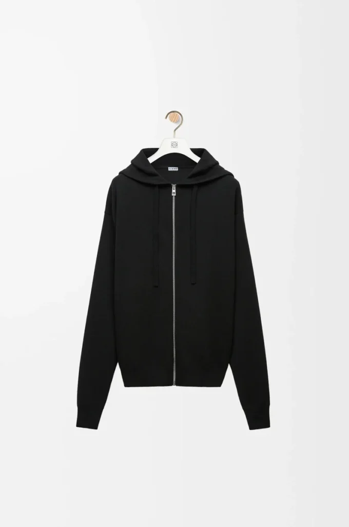 Anagram zip-up hoodie in wool Black Anagram zip-up hoodie in wool Black