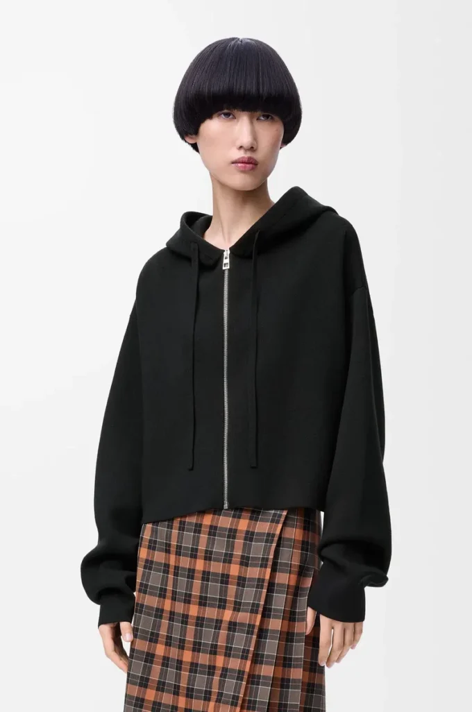 Anagram zip-up hoodie in wool Black Anagram zip-up hoodie in wool Black