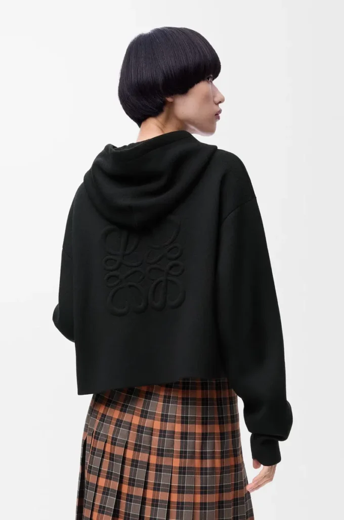 Anagram zip-up hoodie in wool Black Anagram zip-up hoodie in wool Black
