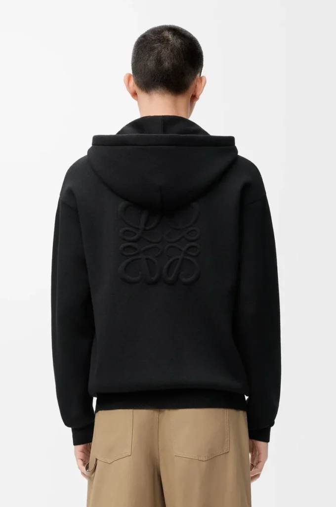 Anagram zip-up hoodie in wool Black Anagram zip-up hoodie in wool Black