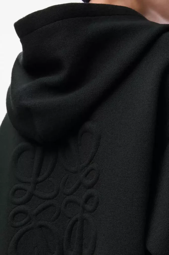 Anagram zip-up hoodie in wool Black Anagram zip-up hoodie in wool Black