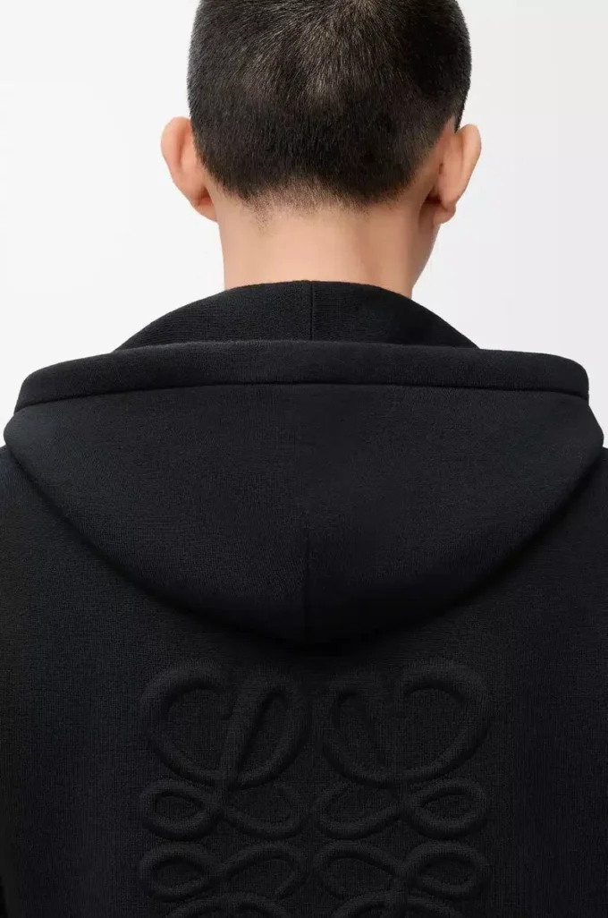 Anagram zip-up hoodie in wool Black Anagram zip-up hoodie in wool Black