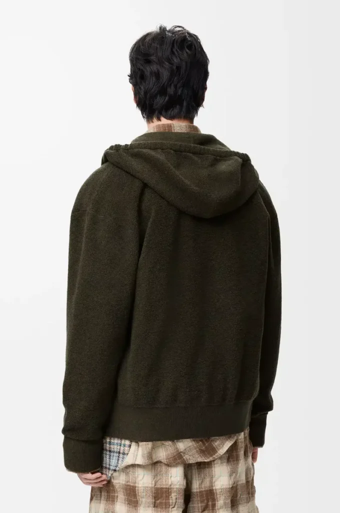 Anagram zip-up hoodie in wool Khaki Green Anagram zip-up hoodie in wool Khaki Green