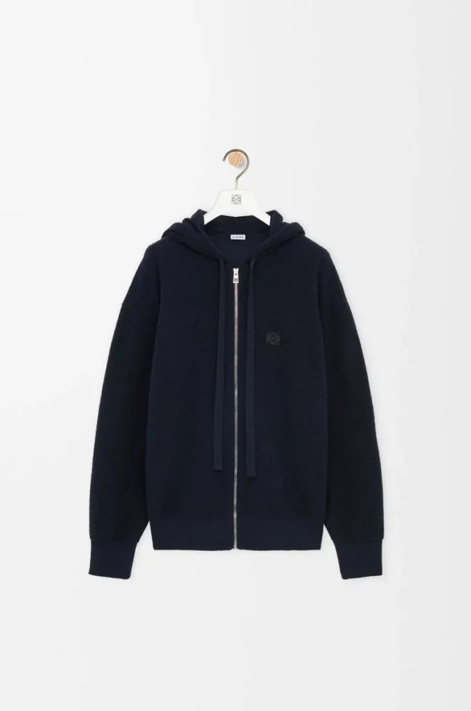 Anagram zip-up hoodie in wool Navy Blue Anagram zip-up hoodie in wool Navy Blue
