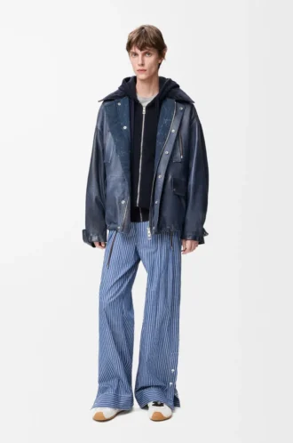 Anagram zip-up hoodie in wool Navy Blue