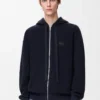 Anagram zip-up hoodie in wool Navy Blue Anagram zip-up hoodie in wool Navy Blue