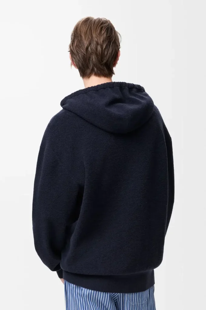 Anagram zip-up hoodie in wool Navy Blue Anagram zip-up hoodie in wool Navy Blue