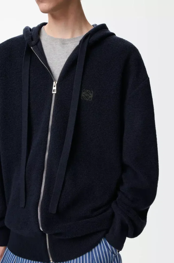 Anagram zip-up hoodie in wool Navy Blue Anagram zip-up hoodie in wool Navy Blue