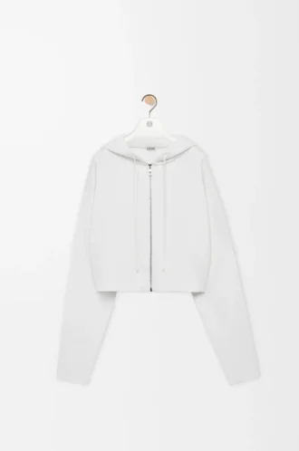 Anagram zip-up hoodie in wool White