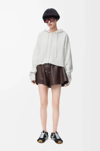 Anagram zip-up hoodie in wool White