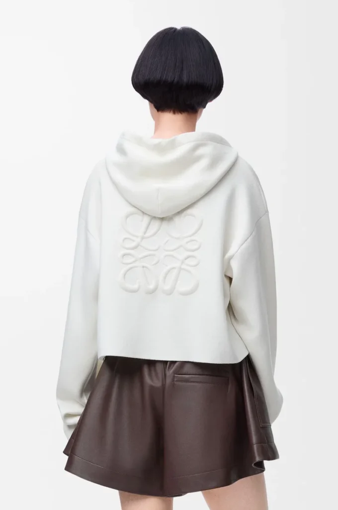 Anagram zip-up hoodie in wool White Anagram zip-up hoodie in wool White