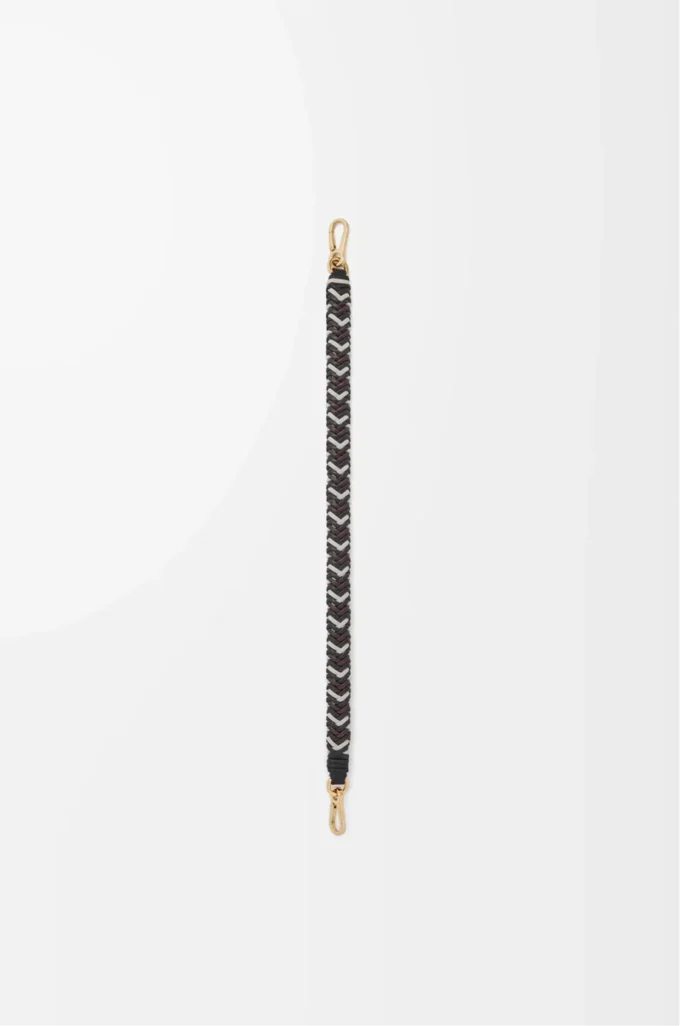 Arrow short strap in calfskin Black/Chocolate Arrow short strap in calfskin Black/Chocolate