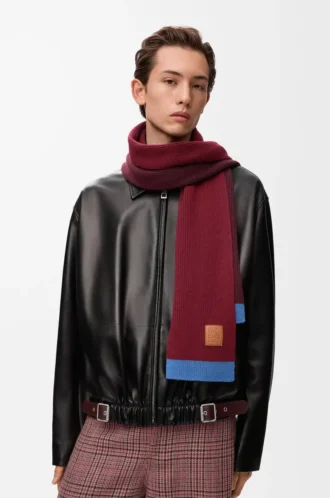 Asymmetric scarf in wool Green/Red/Multicolor