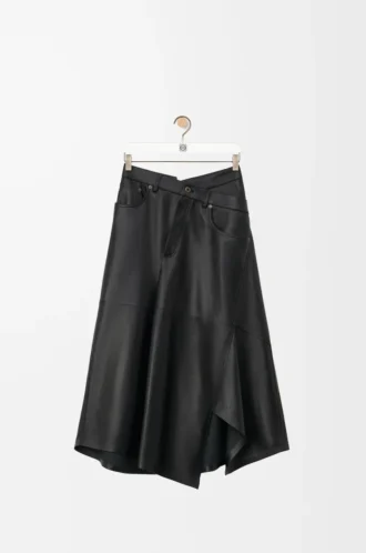 Asymmetric skirt in satin nappa lambskin Black