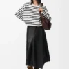 Asymmetric skirt in satin nappa lambskin Black Asymmetric skirt in satin nappa lambskin Black