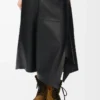 Asymmetric skirt in satin nappa lambskin Black Asymmetric skirt in satin nappa lambskin Black