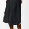 Asymmetric skirt in satin nappa lambskin Black Asymmetric skirt in satin nappa lambskin Black