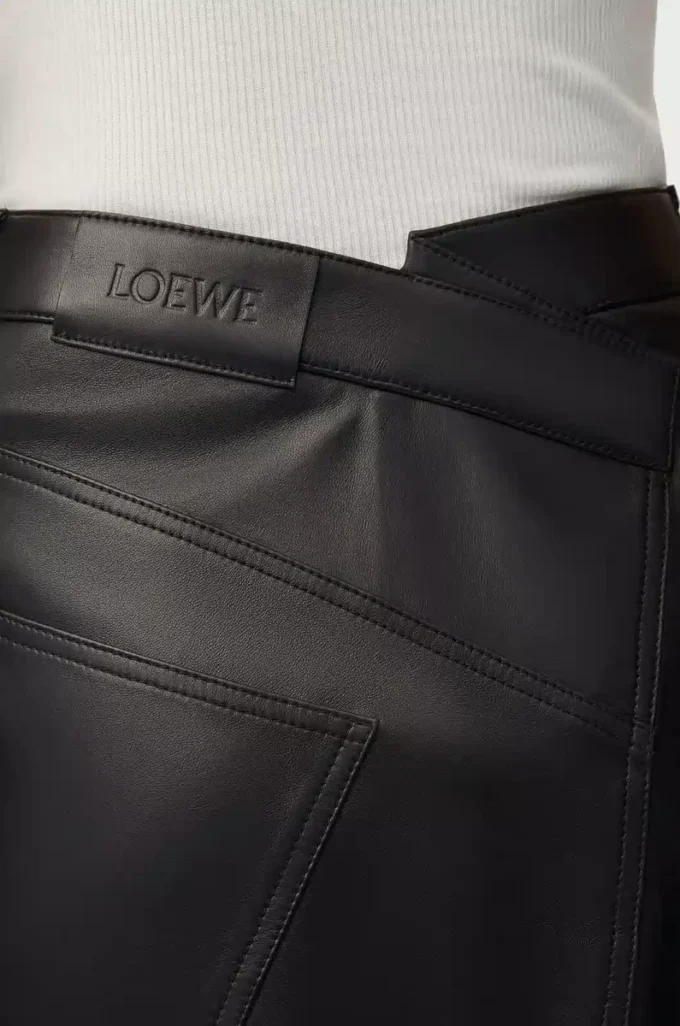 Asymmetric skirt in satin nappa lambskin Black Asymmetric skirt in satin nappa lambskin Black